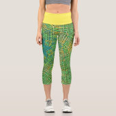 ウィーブマンダラグリーンイエローとブルー カプリレギンス (正面)