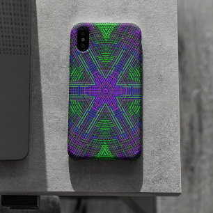 ウィーブマンダラグリーンパープルとブルー iPhone 11 ケース