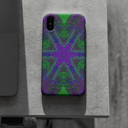 ウィーブマンダラグリーンパープルとブルー Case-Mate iPhoneケース