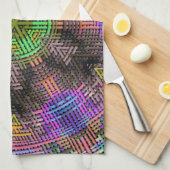 ウィーブマンダラグリーンピンクとブルー キッチンタオル (四つ折り)