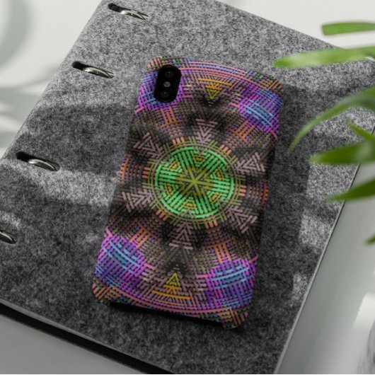 ウィーブマンダラグリーンピンクとブルー Case-Mate iPhoneケース