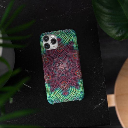 ウィーブマンダラグリーンブルーとレッド Case-Mate iPhoneケース