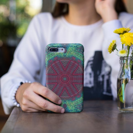 ウィーブマンダラグリーンブルーとレッド Case-Mate iPhoneケース