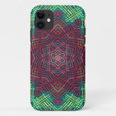 ウィーブマンダラグリーンブルーとレッド Case-Mate iPhoneケース (裏面)