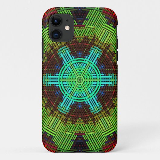 ウィーブマンダラグリーンレッドとブルー Case-Mate iPhoneケース (裏面)