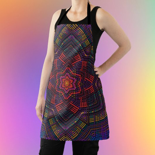 ウィーブマンダラパープルイエローレッドとブルー エプロン