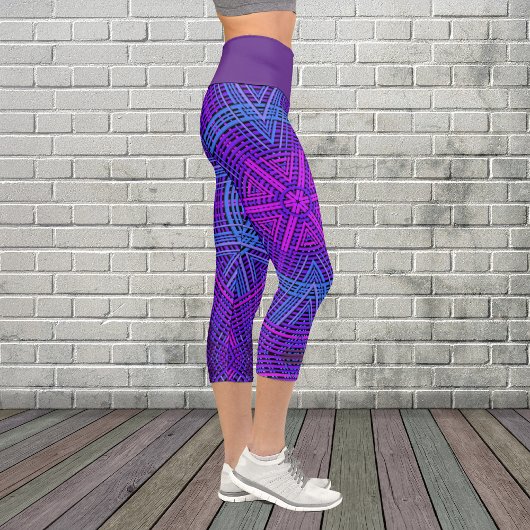 ウィーブマンダラパープルピンクとブルー カプリレギンス