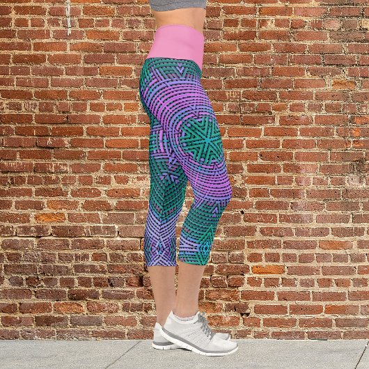 ウィーブマンダラピンクとブルー カプリレギンス