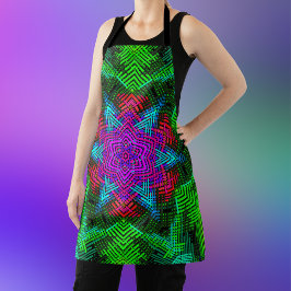 ウィーブマンダラピンクブルーとグリーン エプロン