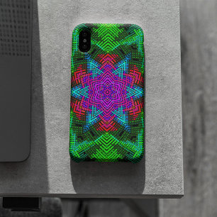 ウィーブマンダラピンクブルーとグリーン iPhone 11 ケース