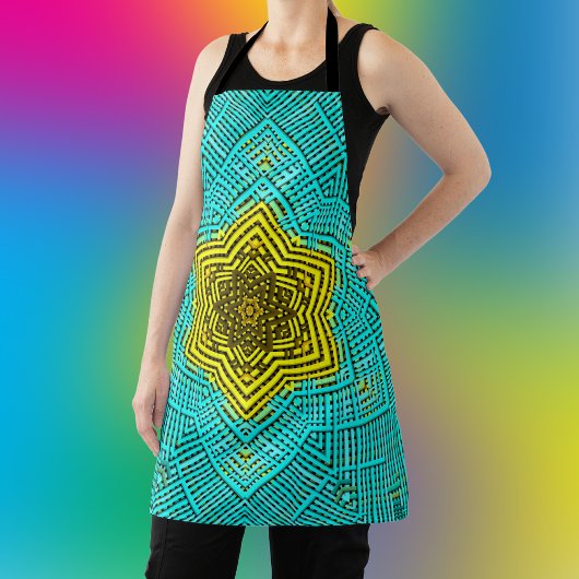 ウィーブマンダラブルーとイエロー エプロン