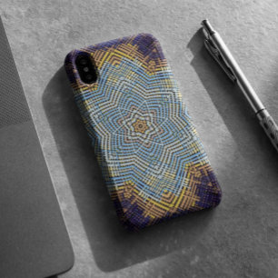 ウィーブマンダラブルーとイエロー iPhone 11 ケース