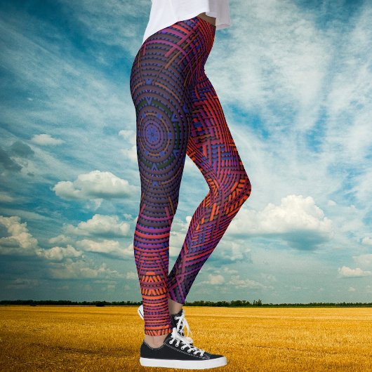 ウィーブマンダラレッドオレンジと紫 レギンス