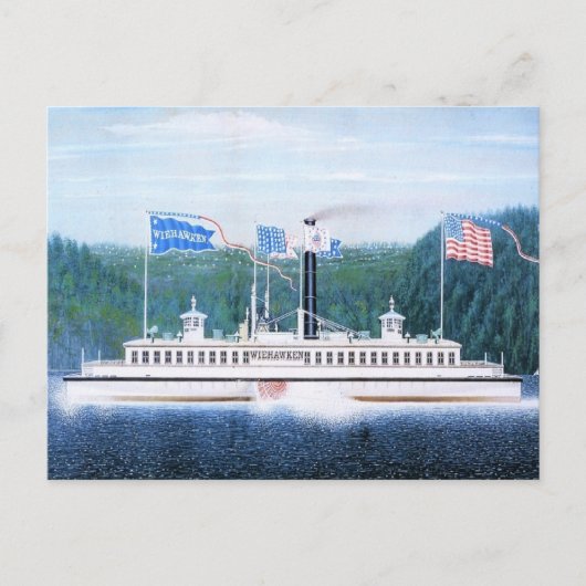 ウィーホーケンのスチームフェリー1868 ポストカード (正面)