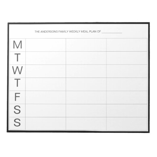 ウィーミニマルモダンクリー食事プランナーメモ帳 | ノートパッド (正面)