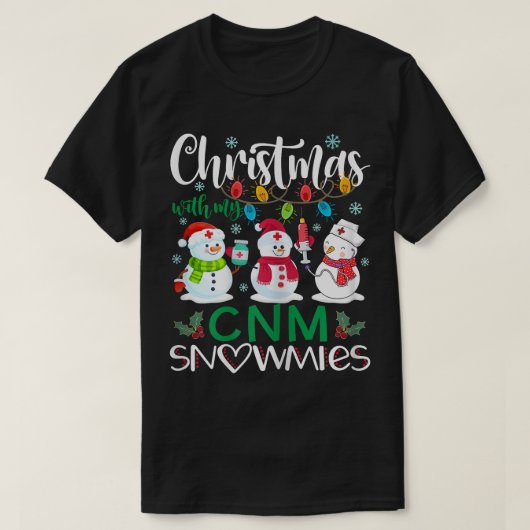 ウィーメンズクリスマスウィズスノーミーズナースステト Tシャツ (デザイン正面)