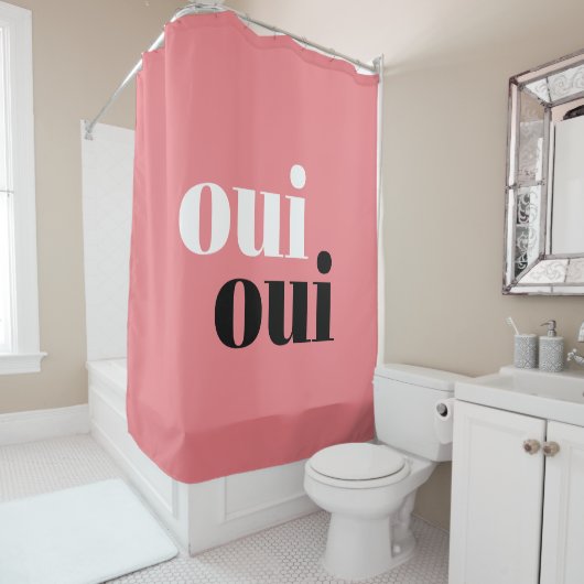 ウィーモダンウコーラルサーモンピンクシンプルタイポグラフィ シャワーカーテン (インサイチュ)