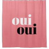 ウィーモダンウコーラルサーモンピンクシンプルタイポグラフィ シャワーカーテン (正面)