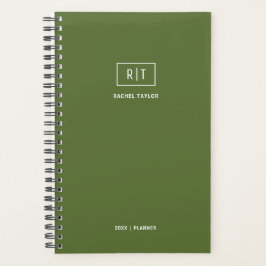 ウィーモダンクリー月ダークオリーブグリーンモノグラム プランナー手帳