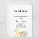 ウィールワンベビーアニマルズボーイベビーシャワー招待状 招待状 (正面)