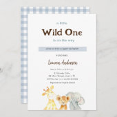 ウィールワンベビーアニマルズボーイベビーシャワー招待状 招待状 (正面/裏面)