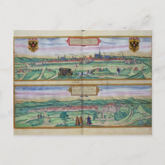 ウィーンとブダの町の計画、'シヴィテス・オルビ ポストカード (正面)