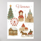 ウィーンのクリスマス水彩画 – ほっこり ポスター (正面)