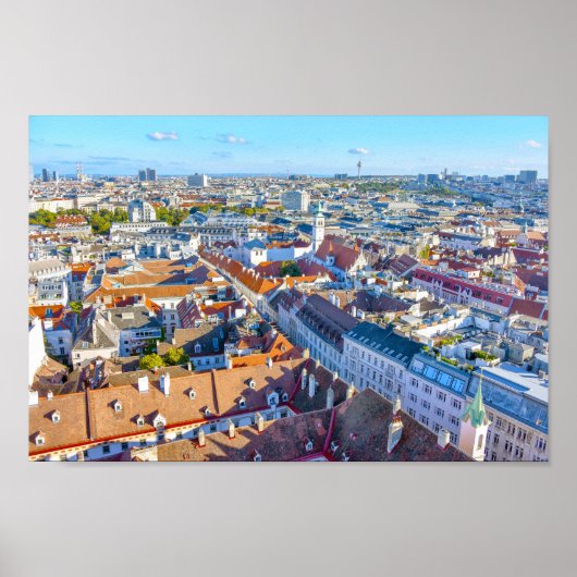 ウィーンの聖ステファン大聖堂タワーから眺める ポスター (正面)