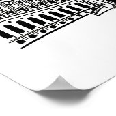 ウィーンの街並みのポスター、赤い文字、黒い線 ポスター (角)