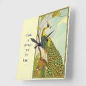 ウィーンアールヌーボーピーコック スクエア壁時計 (傾斜)