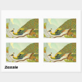 ウィーンアールヌーボーピーコック 長方形シール (シート)