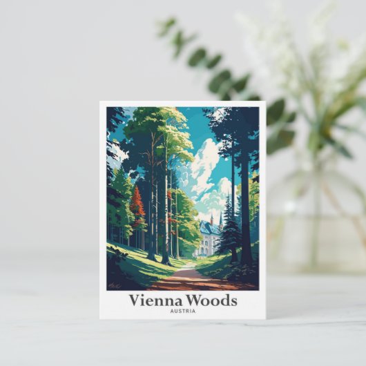 ウィーンウッズオーストリアヴィンテージトラベルイラストレーション ポストカード (スタンド正面)