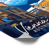 ウィーンオーストリアアートヴィンテージトラベルイラストレーション ポスター (角)