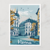 ウィーンオーストリアアートヴィンテージトラベルイラストレーション ポストカード (正面)