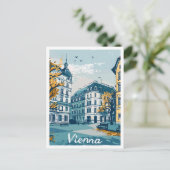 ウィーンオーストリアアートヴィンテージトラベルイラストレーション ポストカード (スタンド正面)