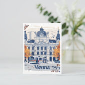 ウィーンオーストリアアートヴィンテージトラベルイラストレーション ポストカード (スタンド正面)