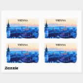 ウィーンオーストリアウォーターカラーシティビュー 長方形シール (シート)