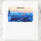 ウィーンオーストリアウォーターカラーシティビュー 長方形シール (バッグ)