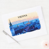 ウィーンオーストリアウォーターカラーシティビュー 長方形シール (封筒)