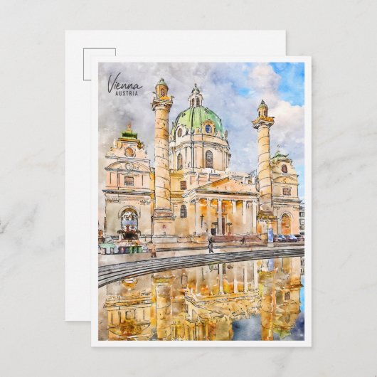 ウィーンオーストリアヴィンテージ旅行水の色 ポストカード (正面/裏面)