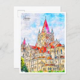 ウィーンオーストリアヴィンテージ旅行水の色 ポストカード