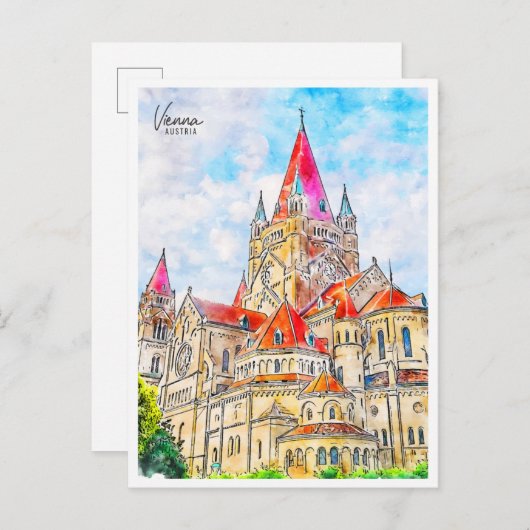 ウィーンオーストリアヴィンテージ旅行水の色 ポストカード (正面/裏面)
