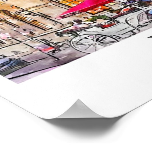 ウィーンオーストリア旅行水の色の手描き ポスター (角)