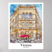 ウィーンオーストリア旅行水の色の手描き ポスター (正面)