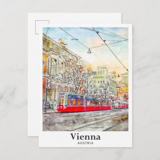 ウィーンオーストリア水彩画スケッチ手描き ポストカード (正面/裏面)