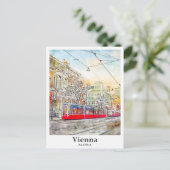 ウィーンオーストリア水彩画スケッチ手描き ポストカード (スタンド正面)