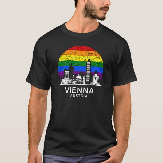ウィーンシティオーストリアレインボー国旗 Tシャツ (正面)