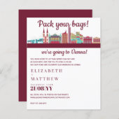 ウィーンスカイライン結婚式招待状ハンドドロッドバジェット (正面/裏面)