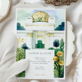 ウィーンセセッション建物アールヌーボーウォーターカラー 招待状