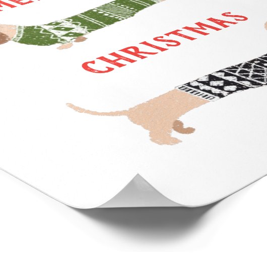 ウィーンドッグズダッシュンドメリークリスマスセーター ポスター (角)